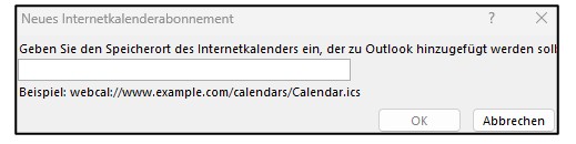 Outlook Dialogfeld Link eingeben