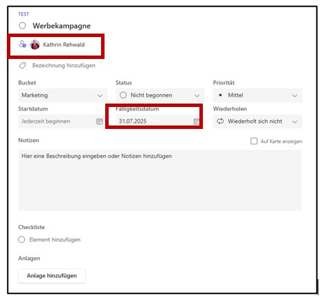 MS Planner Aufgabe